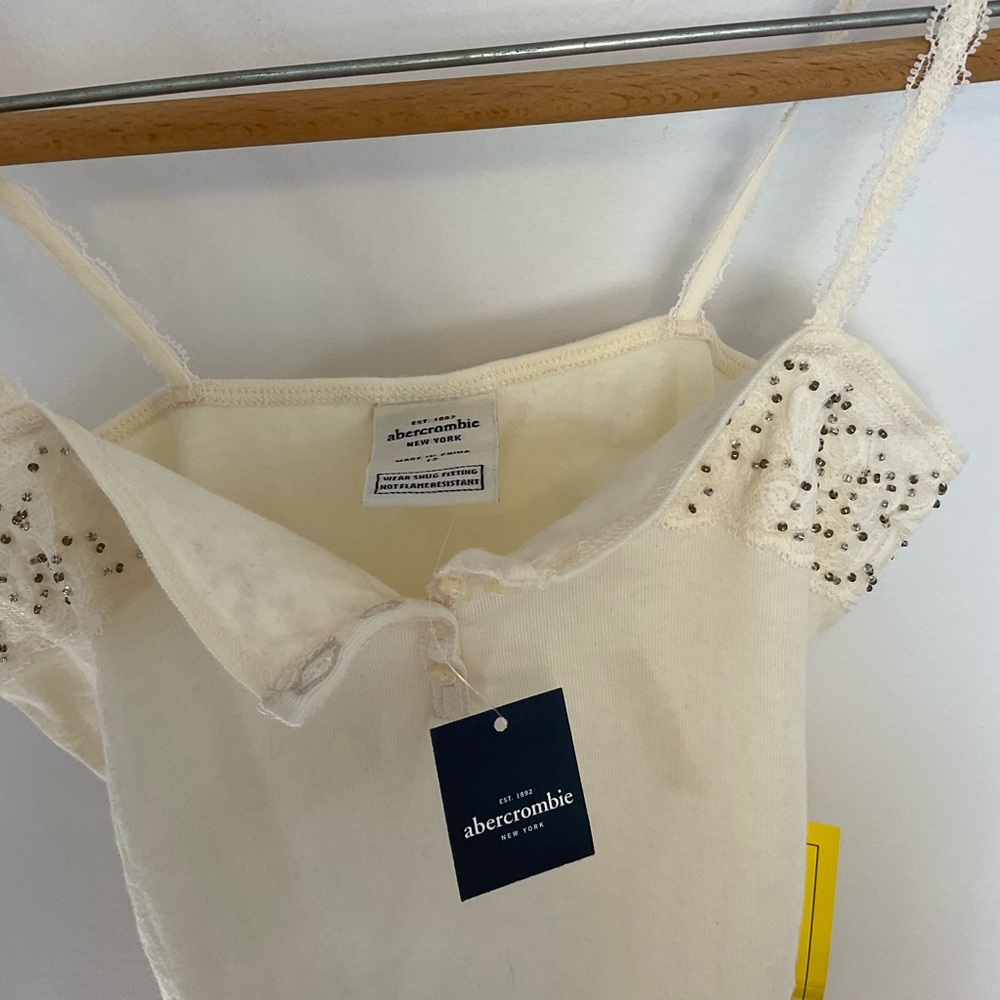 Abercrombie Cream Embellished Strap Tank
